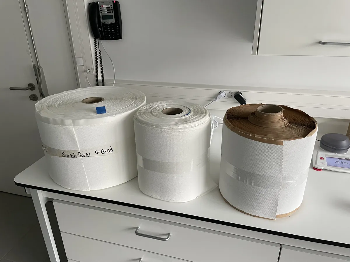 SRD material rolls in production